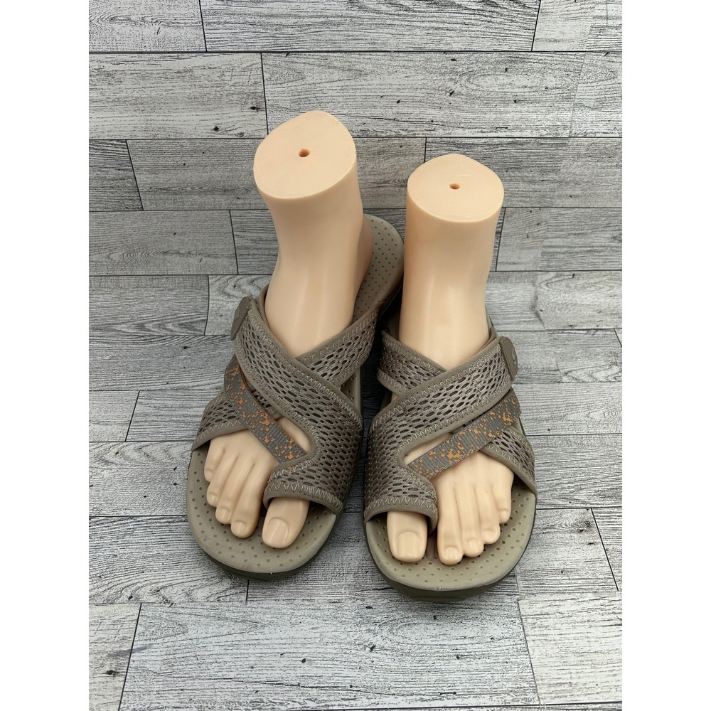 Skechers Outdoor Lifestyle Sandals Women 8 Taupe Mesh Toe Loop‎ Slides 40822 TPE